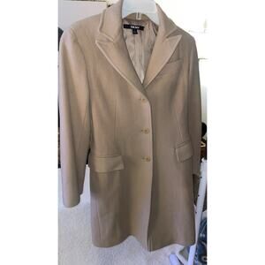 DKNY Wool Camel Walking Coat Single Breasted 3 Button